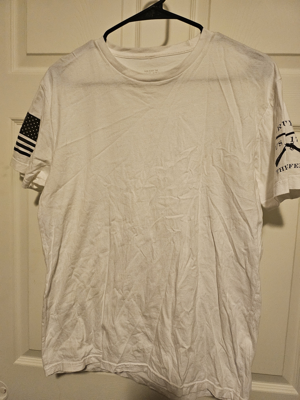 Grunt Style White Short-Sleeve Graphic Tee with Sleeve Flags